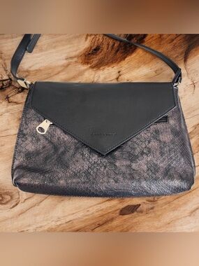David Jones Paris Bronze Metallic Python Crossbody Bag